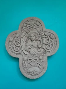 Carruth Studio Bless This Home 2002 Hanging Sculpture Celtic Cross Angel Garden  - Picture 1 of 4