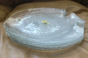 6 Vintage Arcoroc France Clear Poisson Fish Dinner Plates 10.25"L x 8" W - Picture 1 of 12
