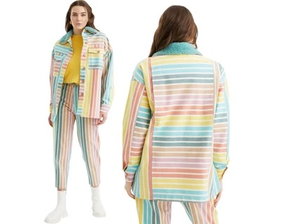 Chaqueta de Vestir Nocturne Dopamina Cuello Sherpa Colorida Cazadora De Gran Tamaño Nueva con Etiquetas Foto 1 de 4