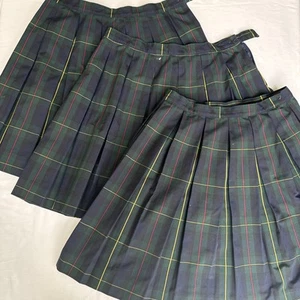 Dennis Uniform Belair Plaid Pleated Size Junior J5 Girls Skirt 3 Pack - Picture 1 of 10