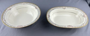 2 bols de service Noritake Barrymore 9737 ronds 9,1/2" et 7,7/8" x 10,1/2" Japon - Photo 1/8
