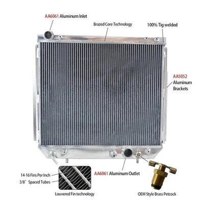 Radiador de aluminio para Jeep Grand Cherokee 1999-2005 WJ WG 3.1 turbo diésel AT Foto 1 de 4