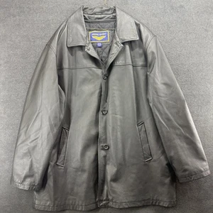 AIRBORNE Leathers Trench Coat Size 2XLT Men's Quilt Lined Button RN 93677 Y2k - Picture 1 of 15
