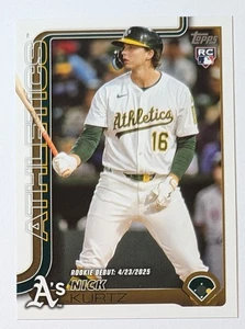 2025 Topps Update Nick Kurtz RC Debut #US197 – Oakland Athletics **AL ROTY** - Picture 1 of 2