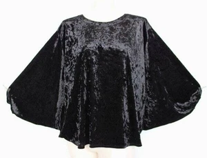 World Market M L 10 12 Black Crushed Velvet Bat Wing Dolman Sleeve Top - Picture 1 of 6