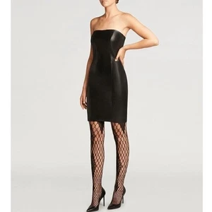 NWT Wolford Jo Dress Black Faux Leather Vegan Stretch Tube Mini Dress Sz 10 - Picture 1 of 16