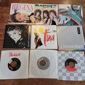 Set of 9 Early 1980's HIts 45 Records with Sleeves Wham Madonna And More - Picture 1 of 2