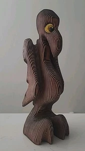 Vintage WITCO TIKI Wood BUZZARD BIRD 10.5" Cryptomeria Figurine Sculpture B2-B10 - Picture 1 of 10
