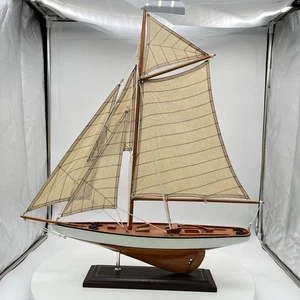 Handmade Wooden Sailboat Decoration 27” Tall  - Picture 1 of 12