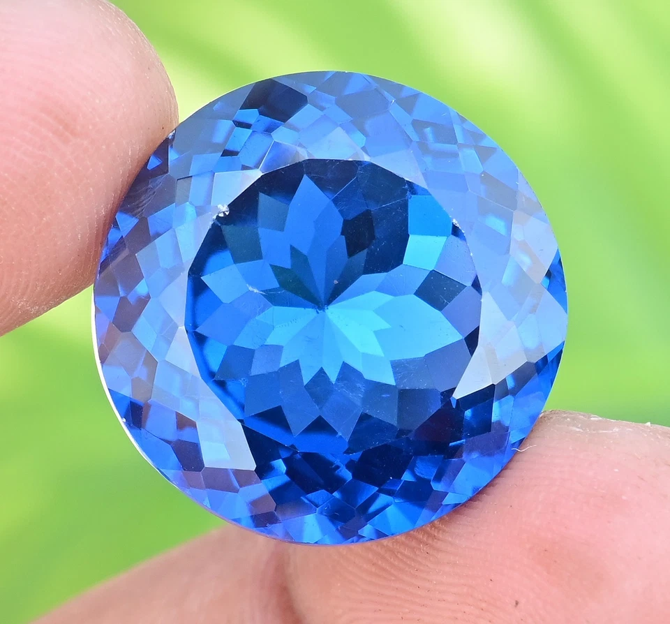 РЕДКИЙ 44,80 карата натуральный лондонский голубой топаз круглый сертифицированный безупречный драгоценный камень россыпью - Изображение 1 из 4