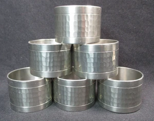 4er Set Selangor Zinn Serviettenringe - 1 1/2"" x 1 1/8" - gehämmertes Muster - Bild 1 von 4