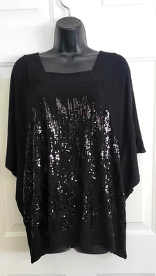 Dana Buchman Black, Bat-wing, Sequined, Bling Top in VGC - Size XL - Image 1 of 4