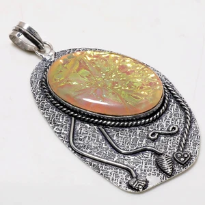 Orange Australian Triplet Opal Gemstone Handmade Jewelry Pendant 2.90" SR 199 - Picture 1 of 7