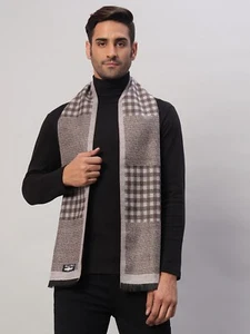 100% Cachemira Cuadros Bufandas Cálido Invierno de Marrón Lana Chal Unisex - Imagen 1 de 8