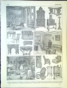 Vintage Print Engraving - Furniture (2) - Picture 1 of 1