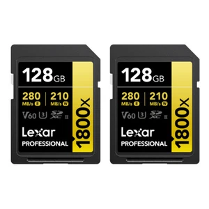 Lexar GOLD Series Professional 1800x 128GB UHS-II SDXC Memory Card, 2-Pack - Picture 1 of 7