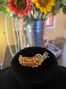 Broche/pin ámbar dorado cristal chile pimienta - Imagen 1 de 3