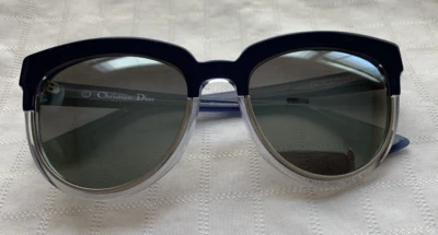 NUEVO Christian Dior DiorSight1 GRANDES Gafas de sol azules ojo de gato lentes plateadas espejadas Foto 1 de 4