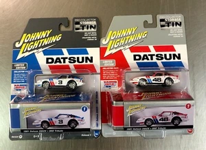 JOHNNY LIGHTNING STORAGE TIN 1981 DATSUN 280ZX • BRE  VER A & B DAMAGED LOT OF 2 - Picture 1 of 6