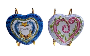 Brighton Jewelry Box Trinket Tins Empty Heart Shaped Set Of 2 Collectible - Picture 1 of 15