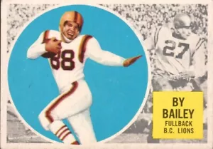 1960 Topps kanadische Fußballkarte #1 von Bailey British Columbia Lions E432 - Bild 1 von 2