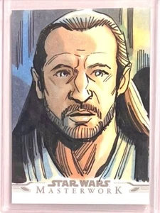 1/1 CONFEZIONE FRESCA Qui-Gon Jinn Star Wars Masterwork Sketch di Tim Shinn - Foto 1 di 2
