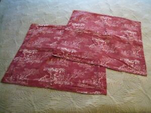 GORGEOUS, BEAUTIFUL, RED LT. WEIGHT LINEN TOILE EURO BUTTON BACK SHAMS #137