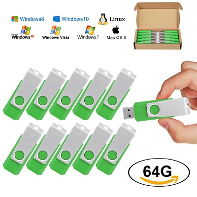 Lot 64GB Green USB Flash Drives Memory Sticks Storage Thumb Drives U Disk Memory - Image 1 of 4