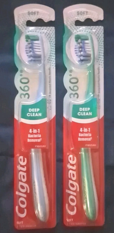 Colgate 360 Deep Clean Toothbrush with 4-in-1 Bacteria Removal, Soft (pack of 2) - Image 1 of 1