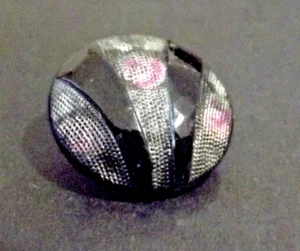 Botón de vidrio negro vintage - tela de imitación - rosa rosa (4283) - Imagen 1 de 5