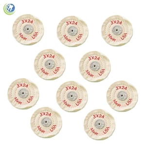 10 X Muslin Buff Polishing Wheel 3" x 24 ply Dental Lab Jewelry Hobby 451-0324 - Picture 1 of 3