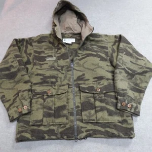 Vintage Columbia Jacket Large Green Camo Gallatin Wool Blend 1999 Heavyweight - Picture 1 of 13