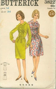 Vintage One Piece Dress Sewing Pattern B3822 Size 14 - Picture 1 of 1