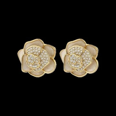 Brincos de prata esterlina 925 com tinta esmaltada de safira 3/4 pol. folheados a ouro - Imagem 1 de 3