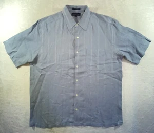 Camisa Austin Reed Para Hombre M 100% Lino Azul Claro Abotonada Manga Corta - Imagen 1 de 18