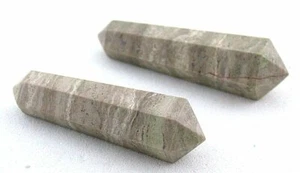 Two Natural 1 Inch Banded Gray Jasper Double Terminated Point Crystal Gem ES9066 - Picture 1 of 2