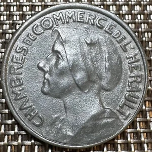JETON CHAMBRE DE COMMERCE DE L’HÉRAULT 25 CENTIMES 1917-1920 (1306) DE QUALITÉ - Imagen 1 de 2