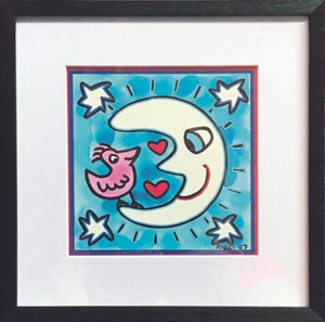 James Rizzi "I am your moon" print from 2007 - aluminum frame 21 x 21 cm - Picture 1 of 2