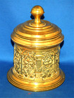 An antique 19th century brass gothic neoclassical style tobacco jar, large size