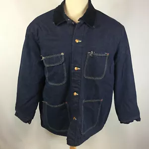 Vintage Sanforized Wrangler Denim Jean Chore Work Coat Jacket 52 XL Blanket Line - Picture 1 of 10