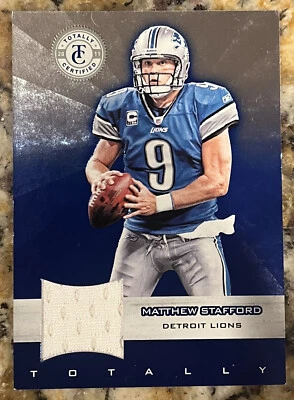 2012 Totally Certified Blue Materials Matthew Stafford Game Jersey Card 50/99 - Image 1 of 2
