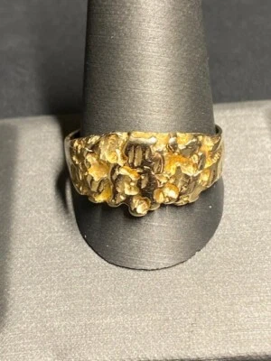 ANILLO HOMBRE ORO AMARILLO DISEÑO PEPITA TALLA 13 Foto 1 de 4