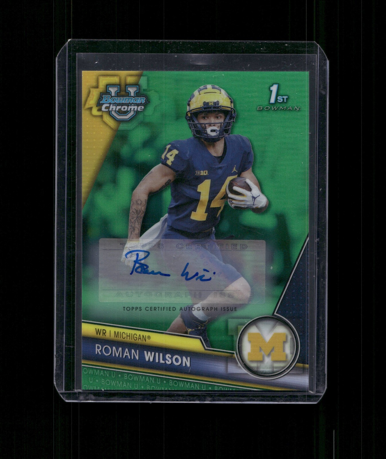 2023 Bowman University Chrome Roman Wilson #169 Green Refractor Auto /99 (J)