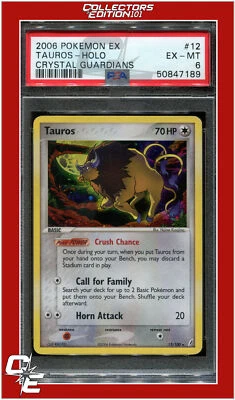 EX Crystal Guardians 12 Tauros Holo PSA 6 - Image 1 of 2