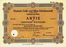 Deutsche Gold Silber Scheideanstalt Roessler DEGUSSA 1928 Frankfurt Hanau 100 RM