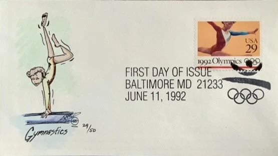 Steve Wilson Hand Painted 2638 Winter Olympics 1992 Gymnastics Baltimore MD - Image 1 of 1