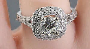 GIA certified 1.56 Ct natural round diamond double halo Engagement Ring SEE VID - Picture 1 of 8