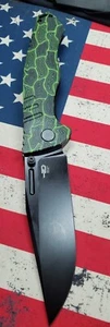 Bestech Knives Keen II BLACK S35VN Blade GREEN G10 BLACK Titanium SMOOTH EDC - Picture 1 of 5
