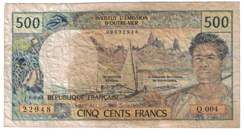 French Pacific Territories - ND (1992) 500 Francs Banknote (P-1a) Cover