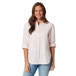 Camisa con botones Gloria Vanderbilt para mujer M rosa de gran tamaño resistente a las arrugas nueva con etiquetas - Imagen 1 de 6